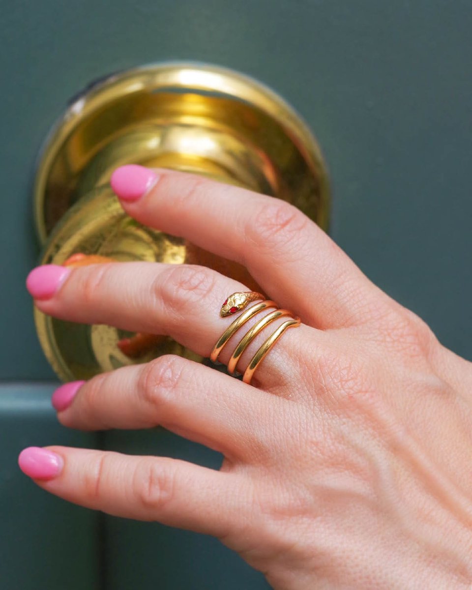 Bague serpent vintage en or 18 karats -photo-4