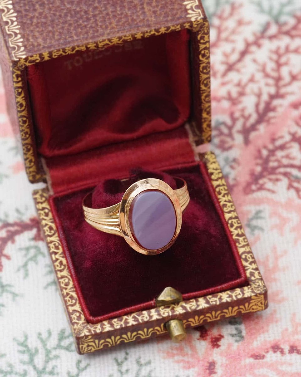 Nicolo Agate Signet Ring In 18 Karats Gold, Signet Ring -photo-2