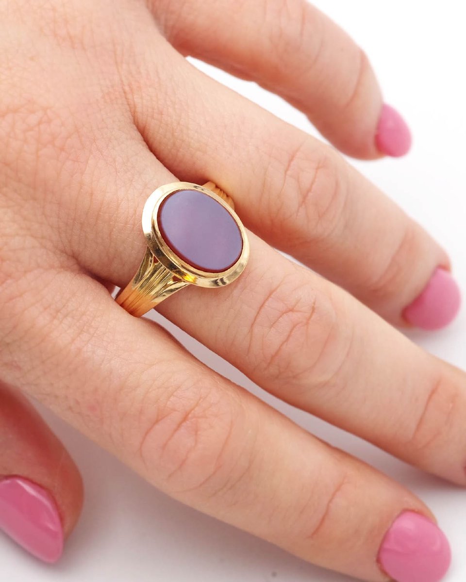 Nicolo Agate Signet Ring In 18 Karats Gold, Signet Ring -photo-3