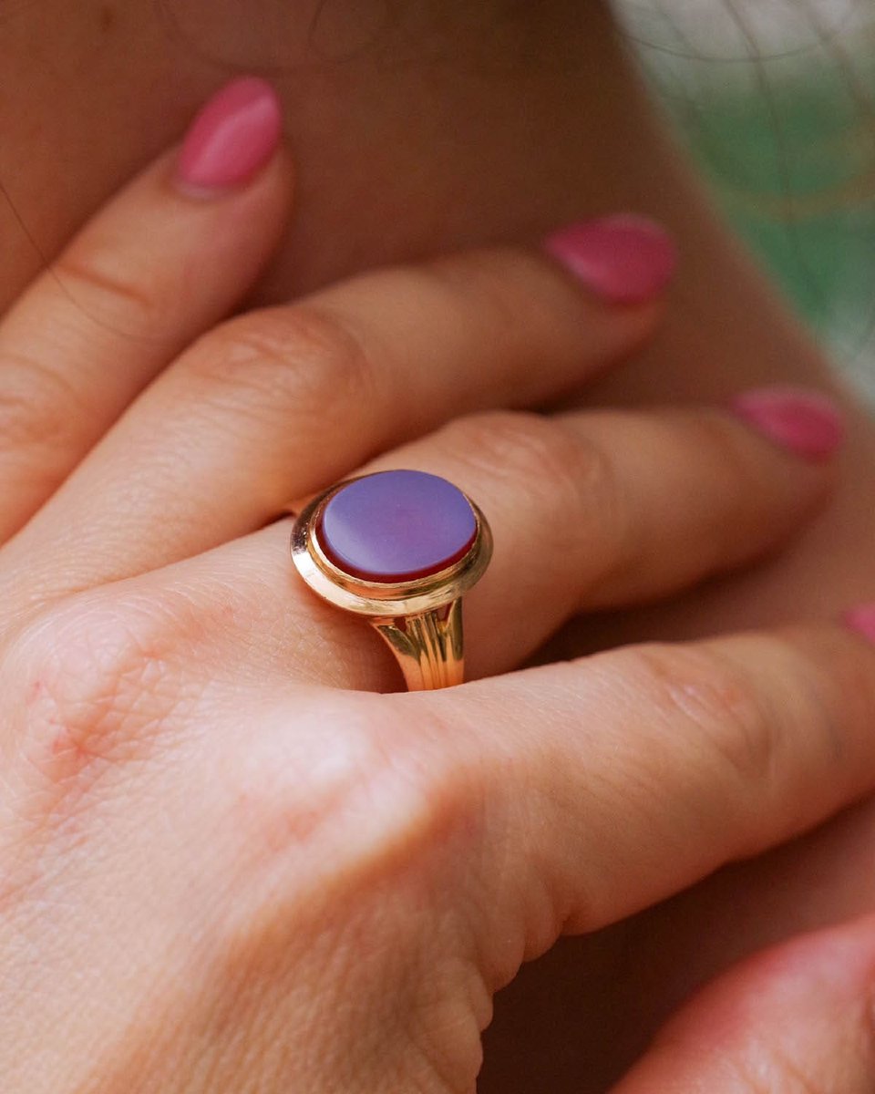 Nicolo Agate Signet Ring In 18 Karats Gold, Signet Ring -photo-1