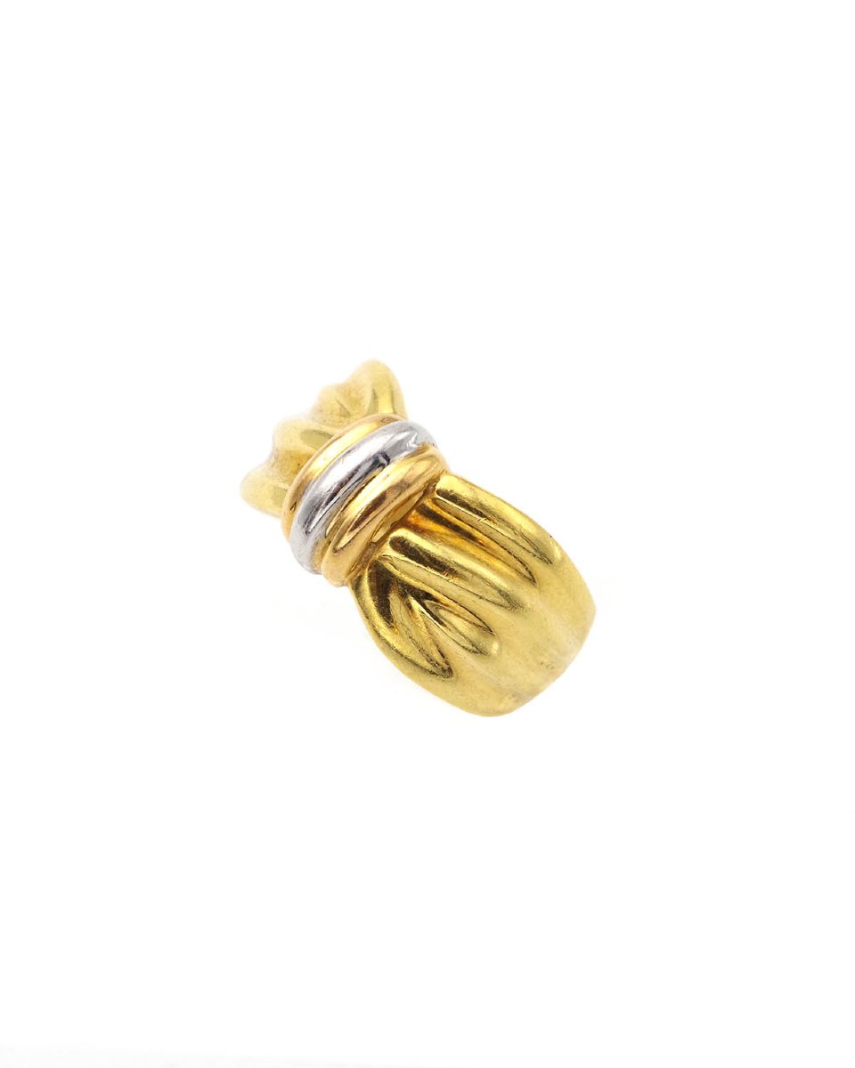 Bague noeud vintage en or deux tons 18 karats -photo-4