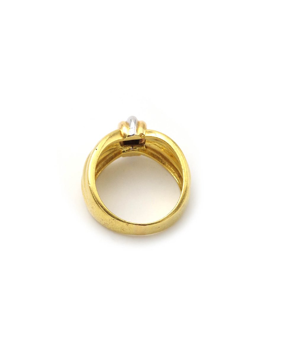 Bague noeud vintage en or deux tons 18 karats -photo-1
