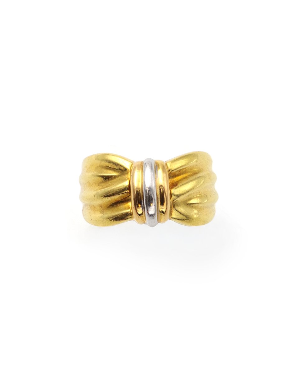 Bague noeud vintage en or deux tons 18 karats 