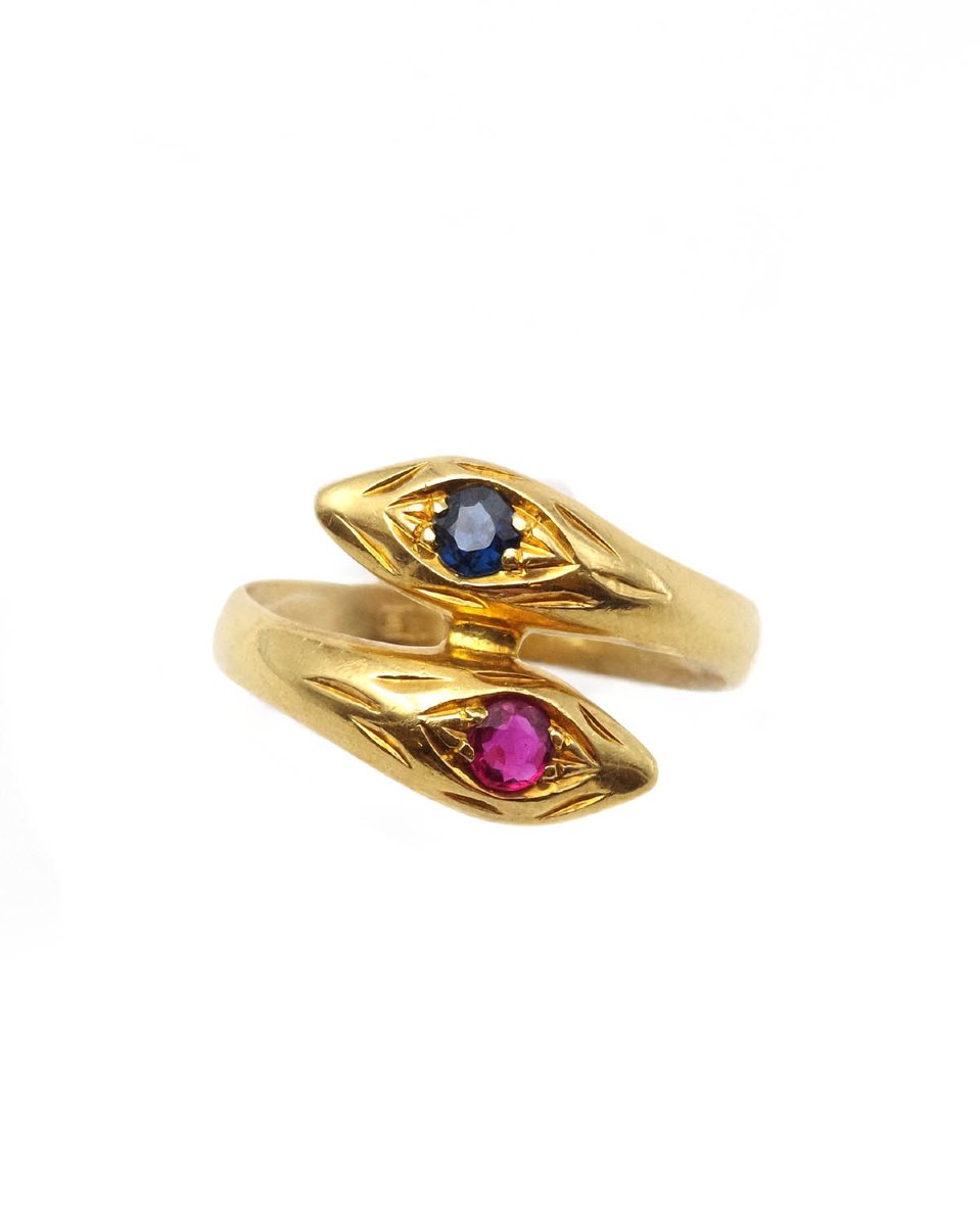 Wempe Sapphire Ruby Snake Ring In 18 Karat Gold 