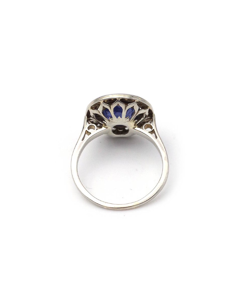 Bague Art Deco 1,95 ct saphir Ceylan non chauffé en platine-photo-4
