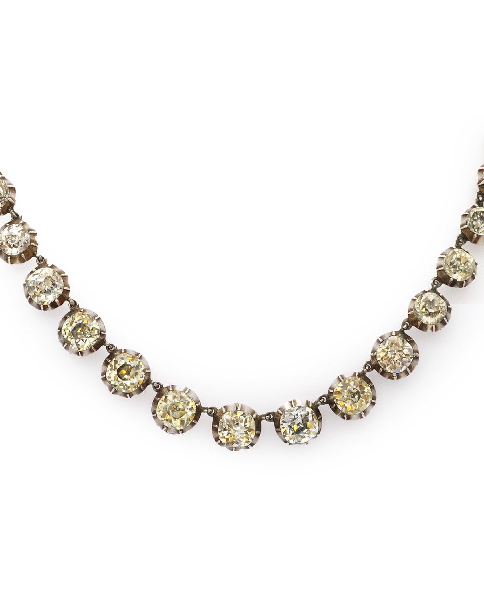 Collier rivière strass (paste) ancien en argent-photo-2