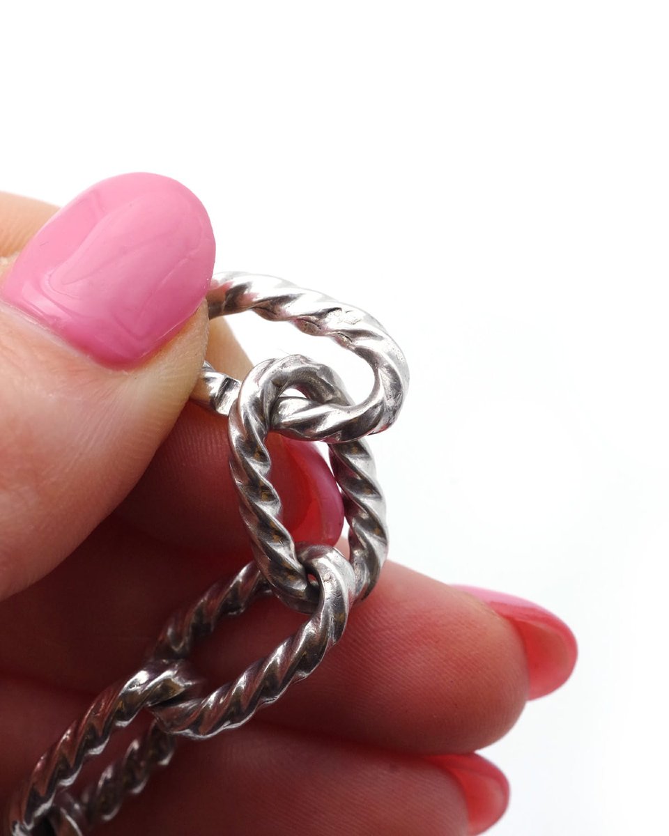 Bracelet torsade corde vintage en argent, bijou homme-photo-4