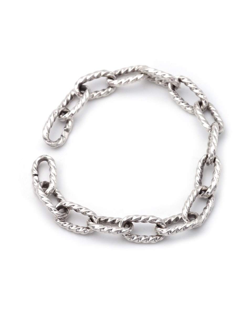 Bracelet torsade corde vintage en argent, bijou homme