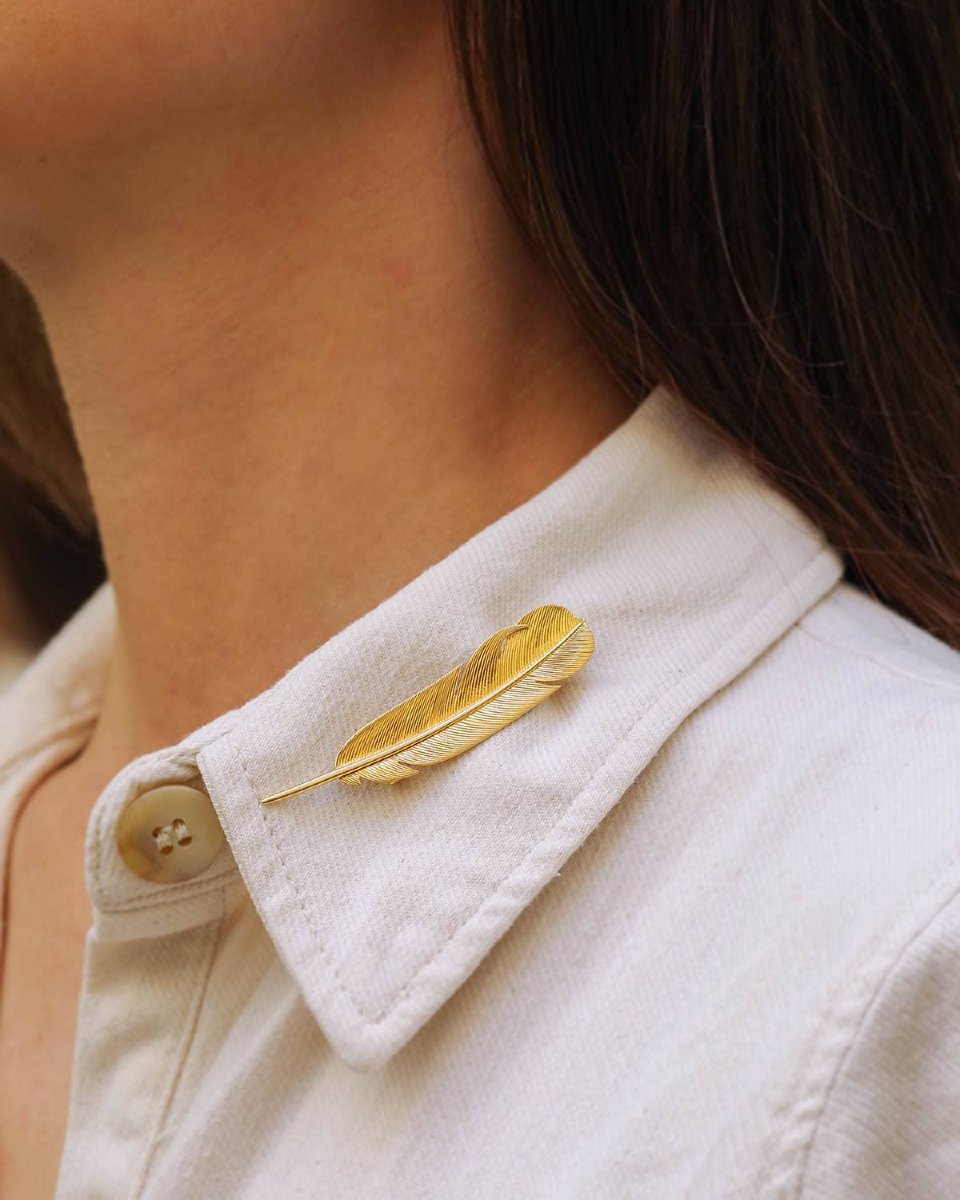 Hermes Feather Brooch By Georges Lenfant In 18 Karats Gold-photo-2
