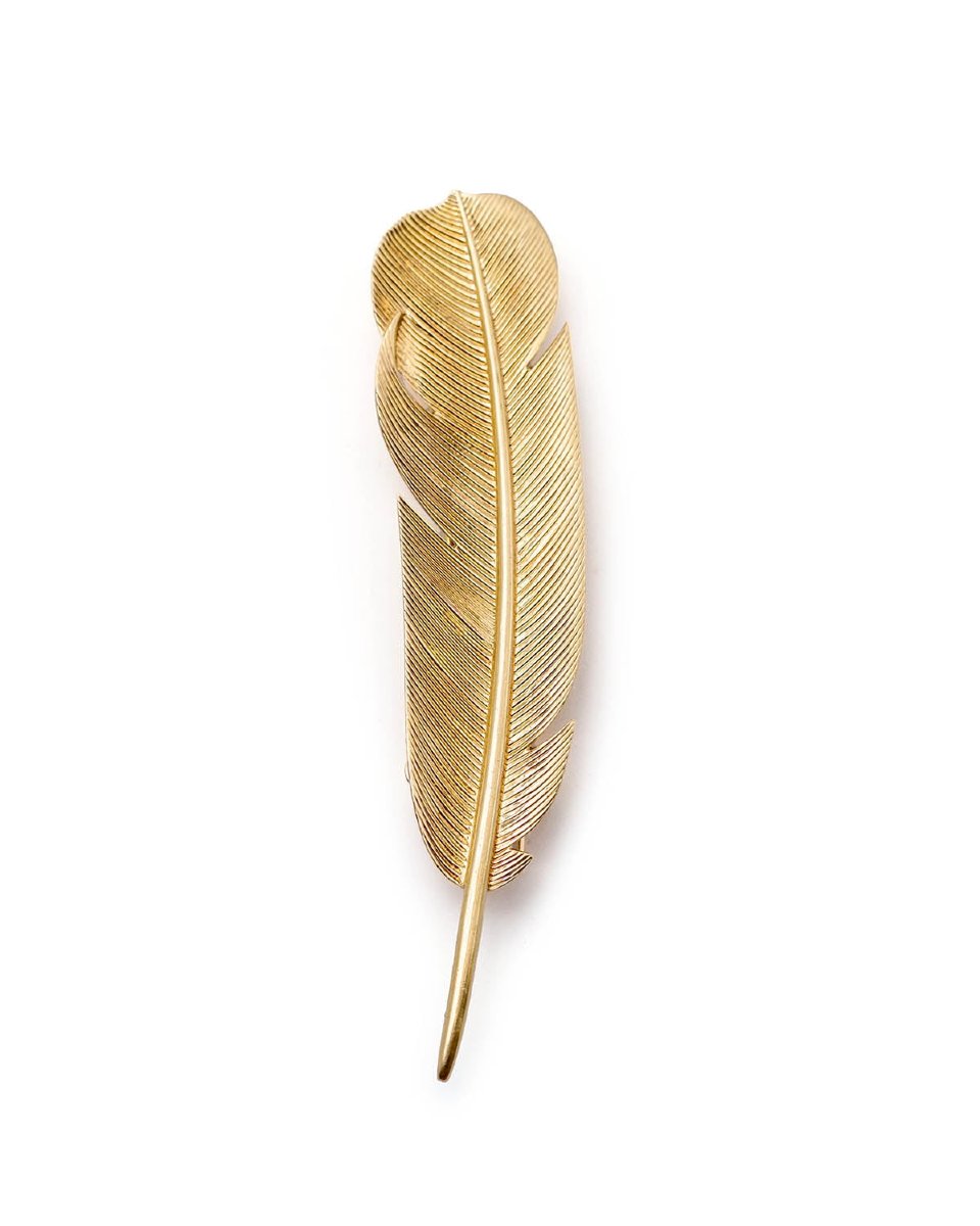Hermes Feather Brooch By Georges Lenfant In 18 Karats Gold-photo-3