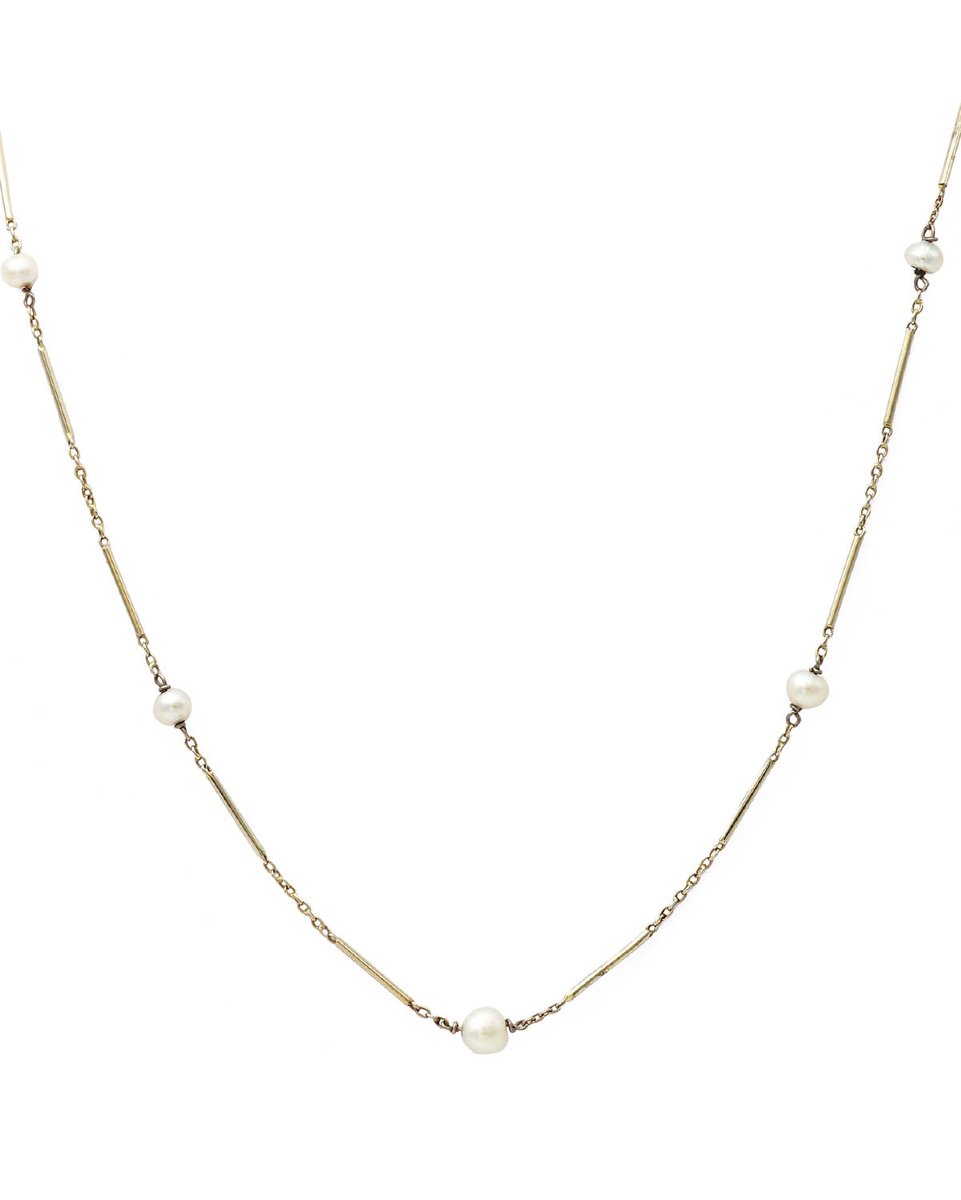 Art Deco Necklace With Fine Pearls In An 18-karat Gold Chain-photo-2