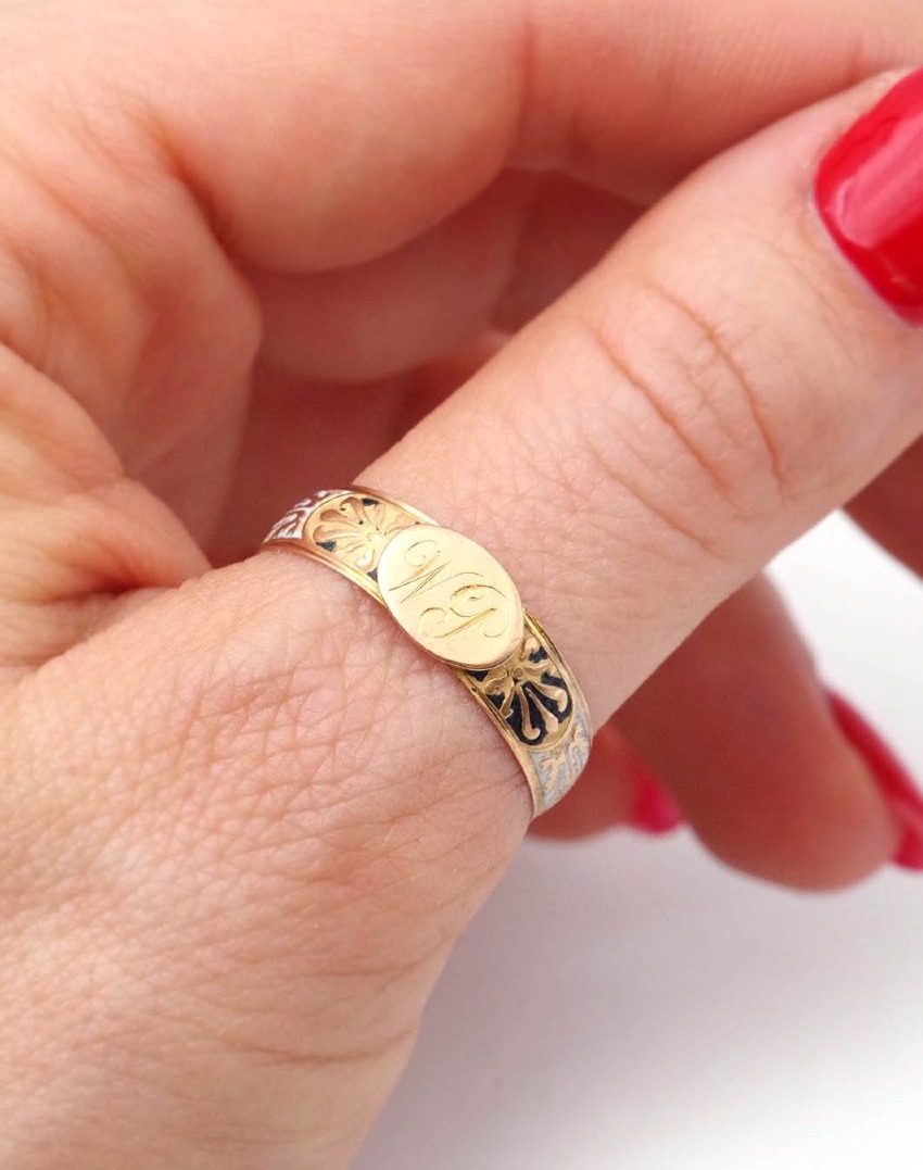 Bague chiffrée "WP" en or 18 karats, bague monogramme homme