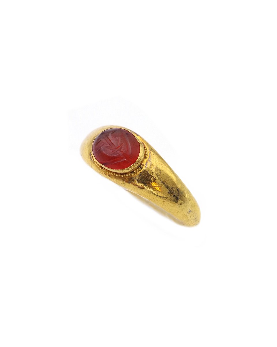 Bague jonc intaille romaine en or 22,6 karats-photo-2