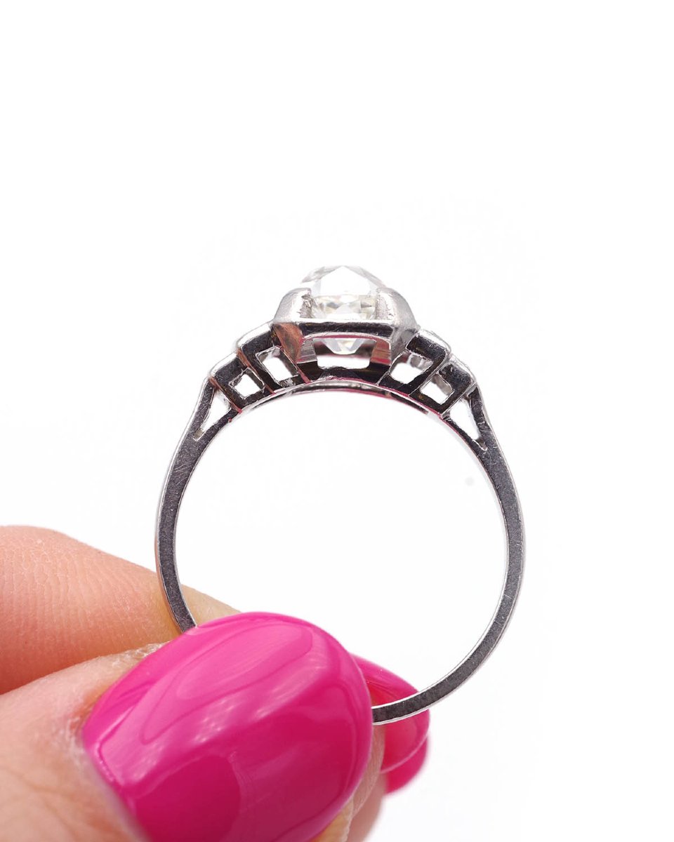 Bague gradin Art Deco diamants en platine-photo-2