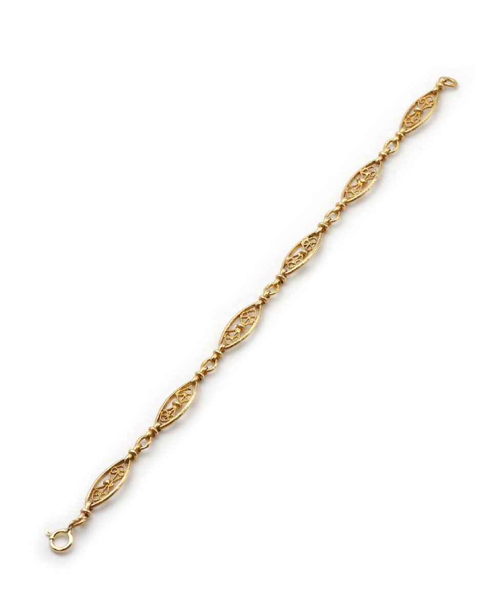 Edwardian Filigree Chain Bracelet In 18 Karat Gold-photo-2