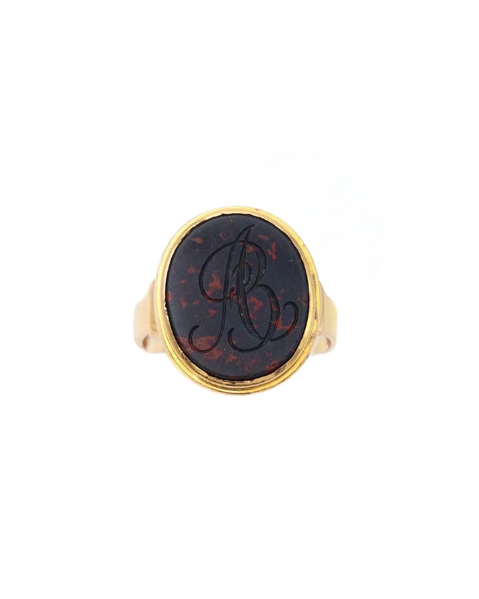Bloodstone Signet Ring In 18 Karat Rose Gold-photo-3
