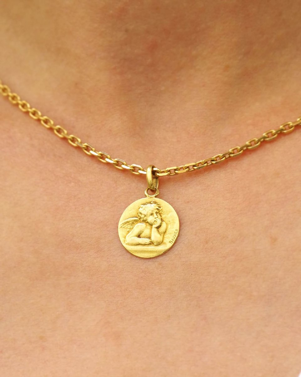 Médaille de baptême Becker Ange de Raphaël en or 18 karats-photo-1