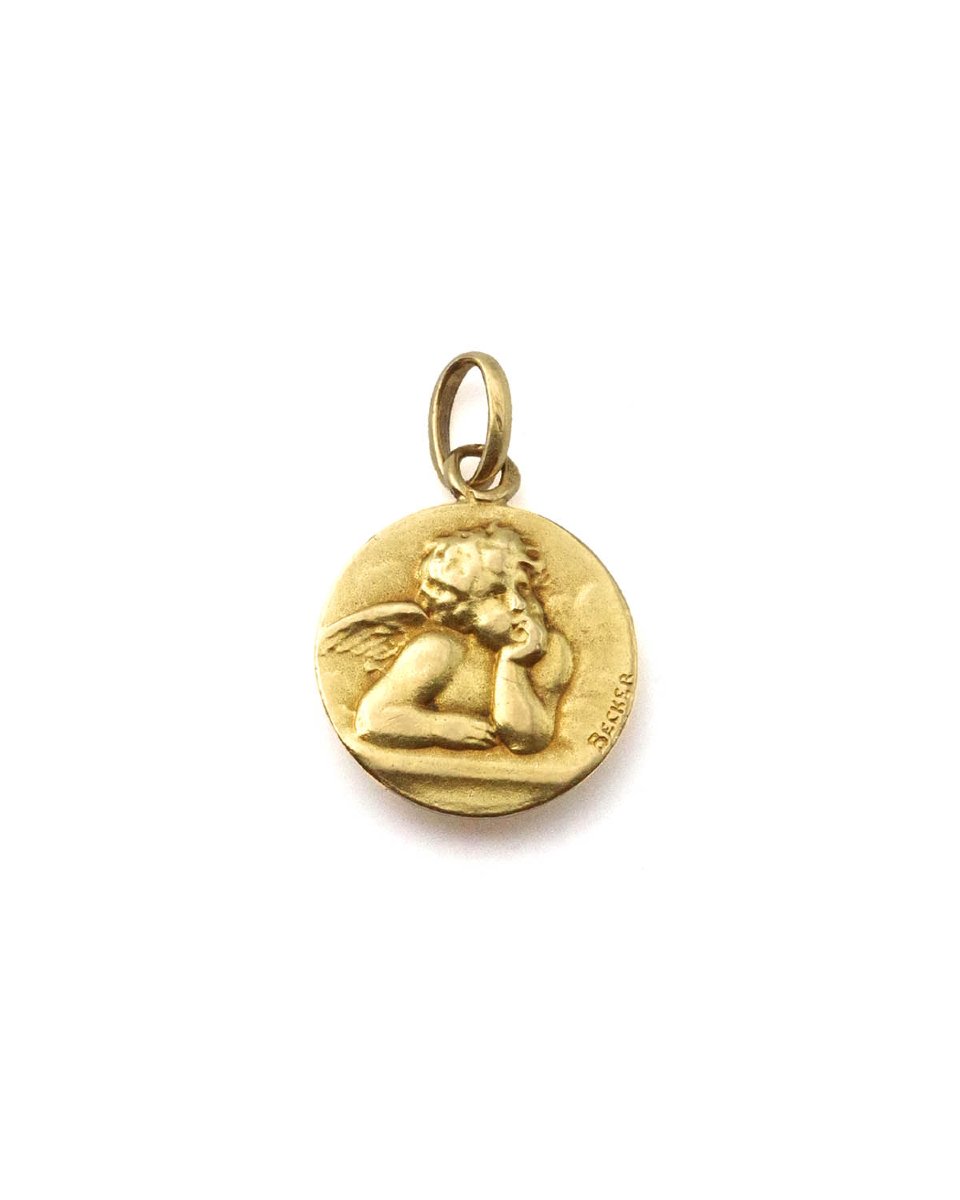 Médaille de baptême Becker Ange de Raphaël en or 18 karats