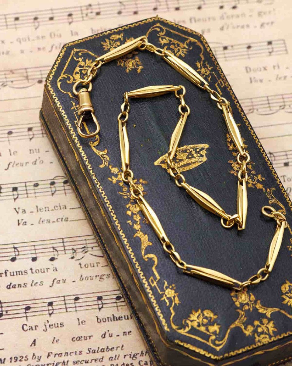 Victorian 18-karat Gold Watch Chain Necklace-photo-2