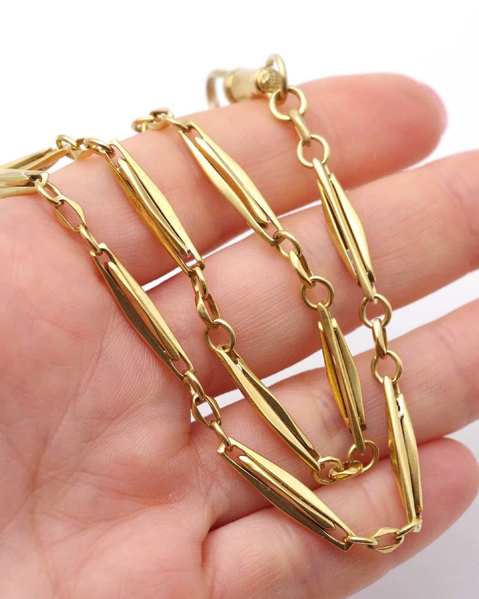 Victorian 18-karat Gold Watch Chain Necklace-photo-3