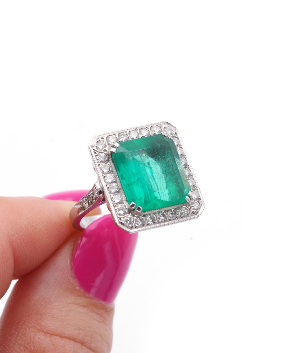 Bague émeraude de Colombie 4.7 ct et diamants en or blanc 18k-photo-3
