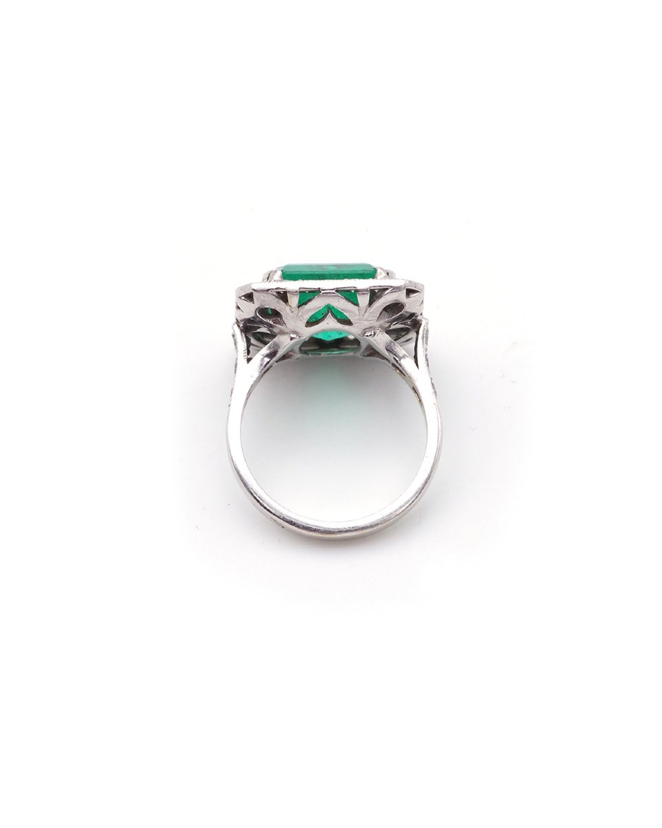 Bague émeraude de Colombie 4.7 ct et diamants en or blanc 18k-photo-4