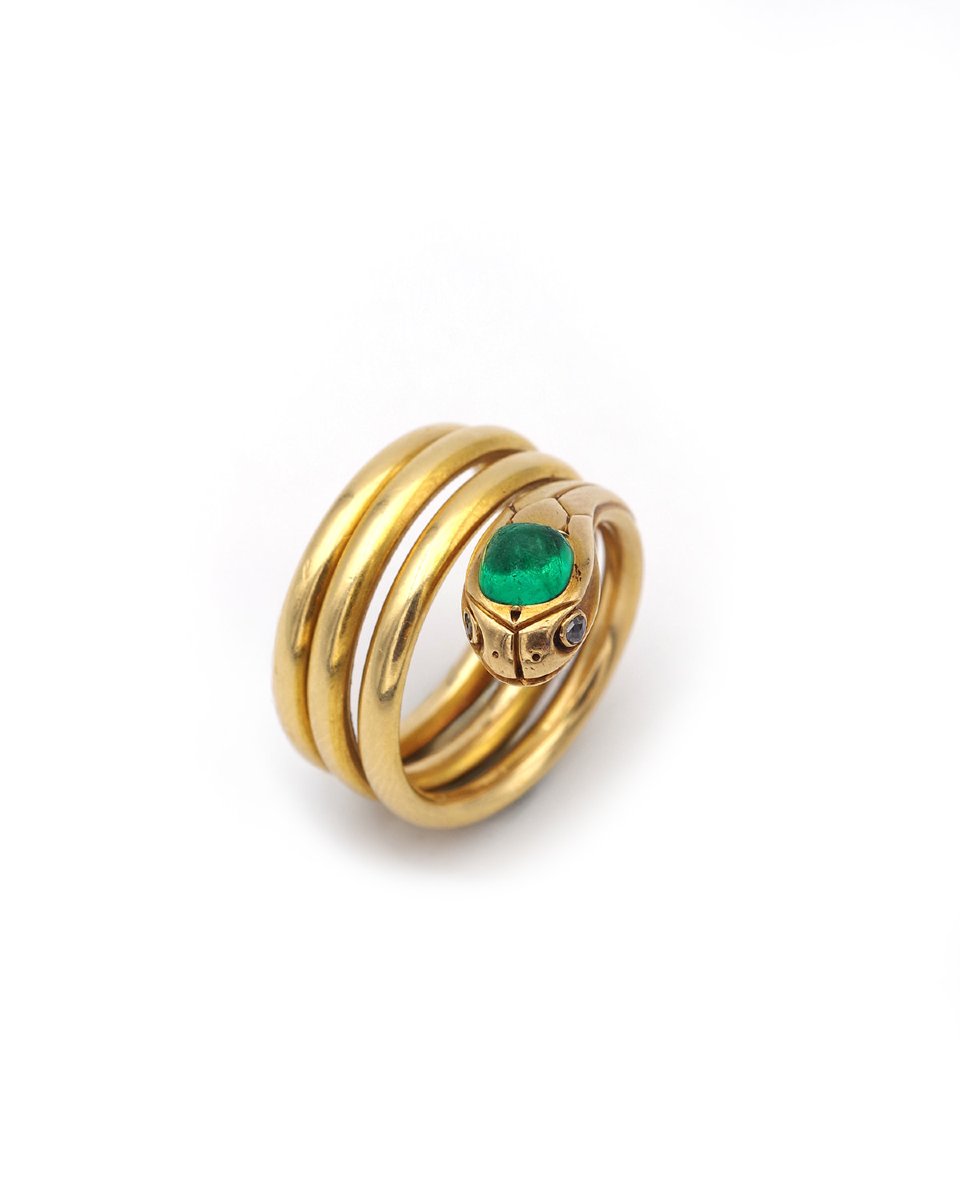 Bague serpent émeraude 0.75 ct en or 18k, bague art deco-photo-2