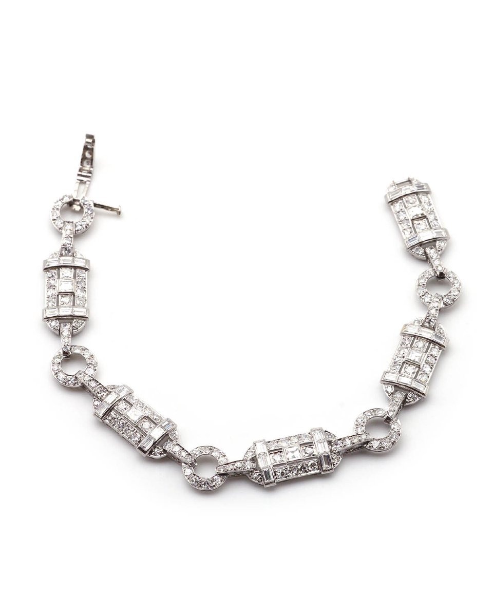 Art Deco 5.70 Ct Diamond Bracelet In Platinum-photo-2