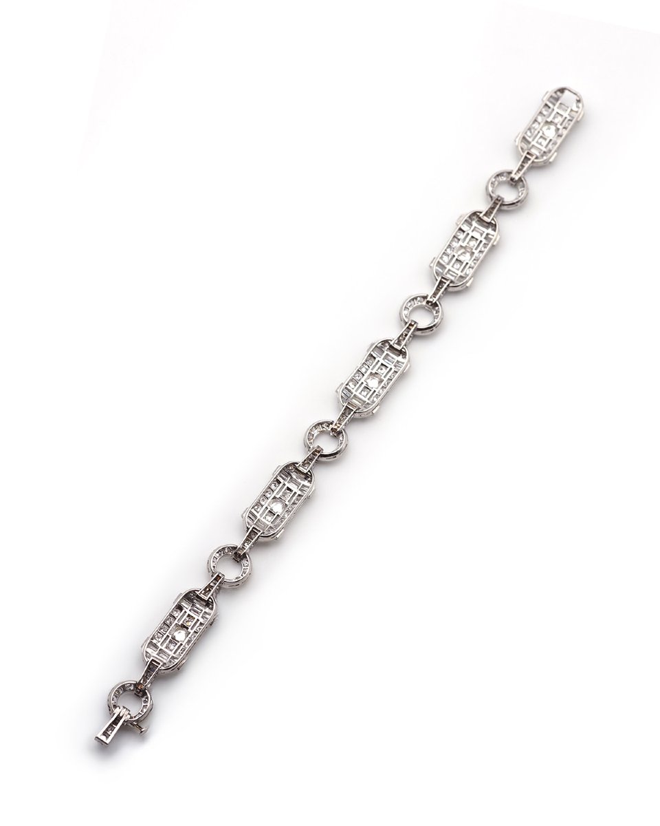 Art Deco 5.70 Ct Diamond Bracelet In Platinum-photo-3