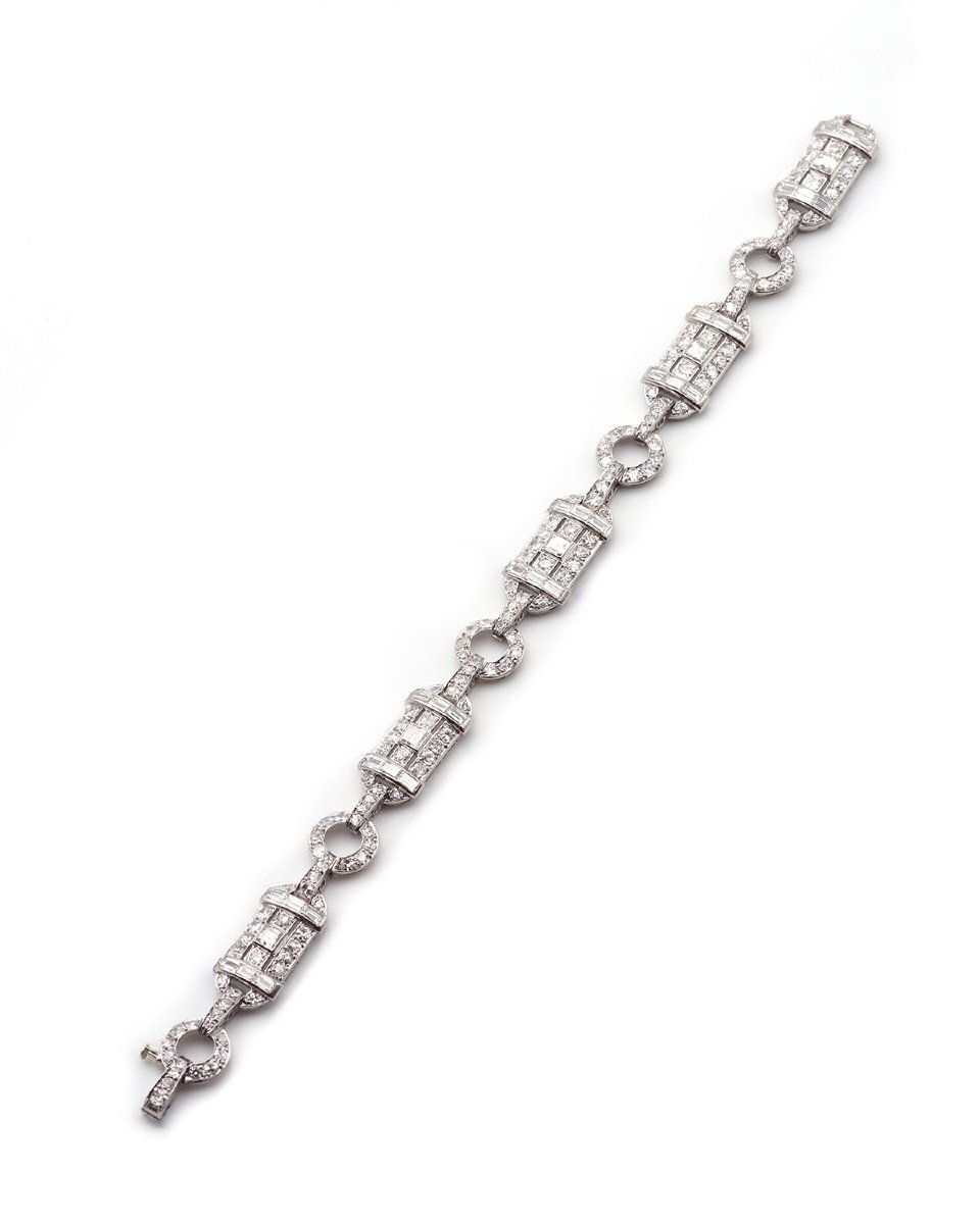 Art Deco 5.70 Ct Diamond Bracelet In Platinum-photo-2