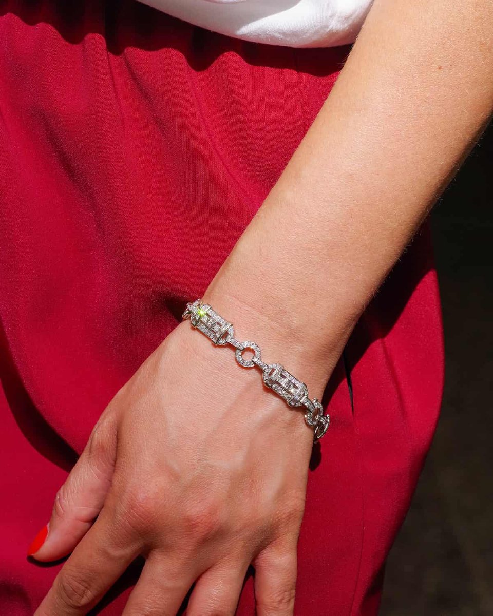 Art Deco 5.70 Ct Diamond Bracelet In Platinum-photo-3
