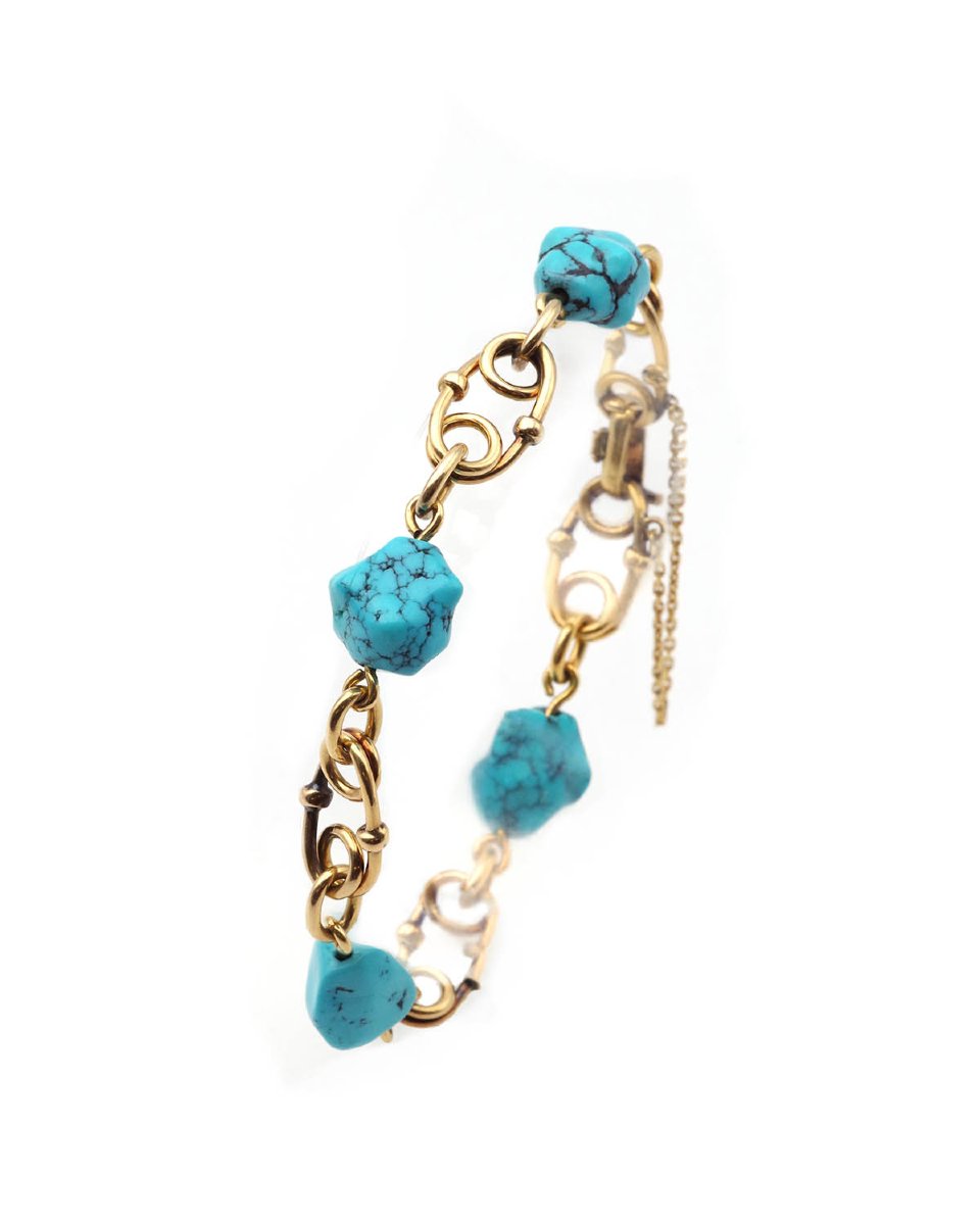 Vintage Turquoise Bracelet In 18 Karat Gold -photo-1