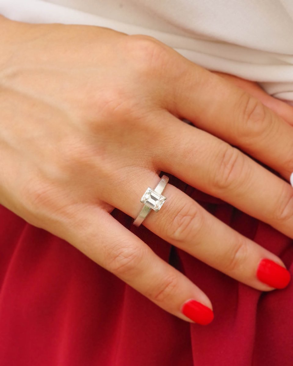 Bague Cartier diamant 1.58 ct en platine, certificat-photo-3