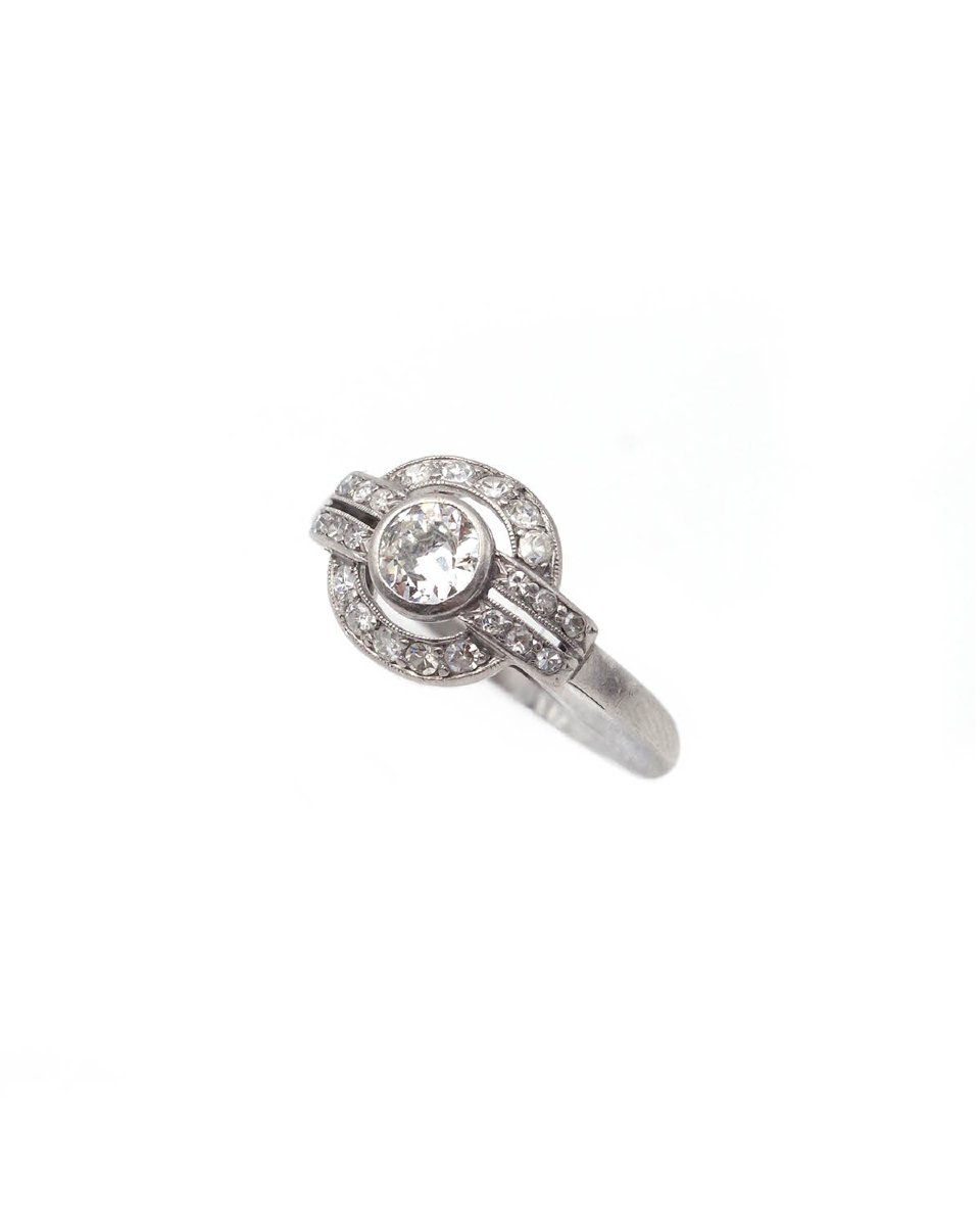 Art Deco 0.66 Ct Diamond Ring In Platinum-photo-3
