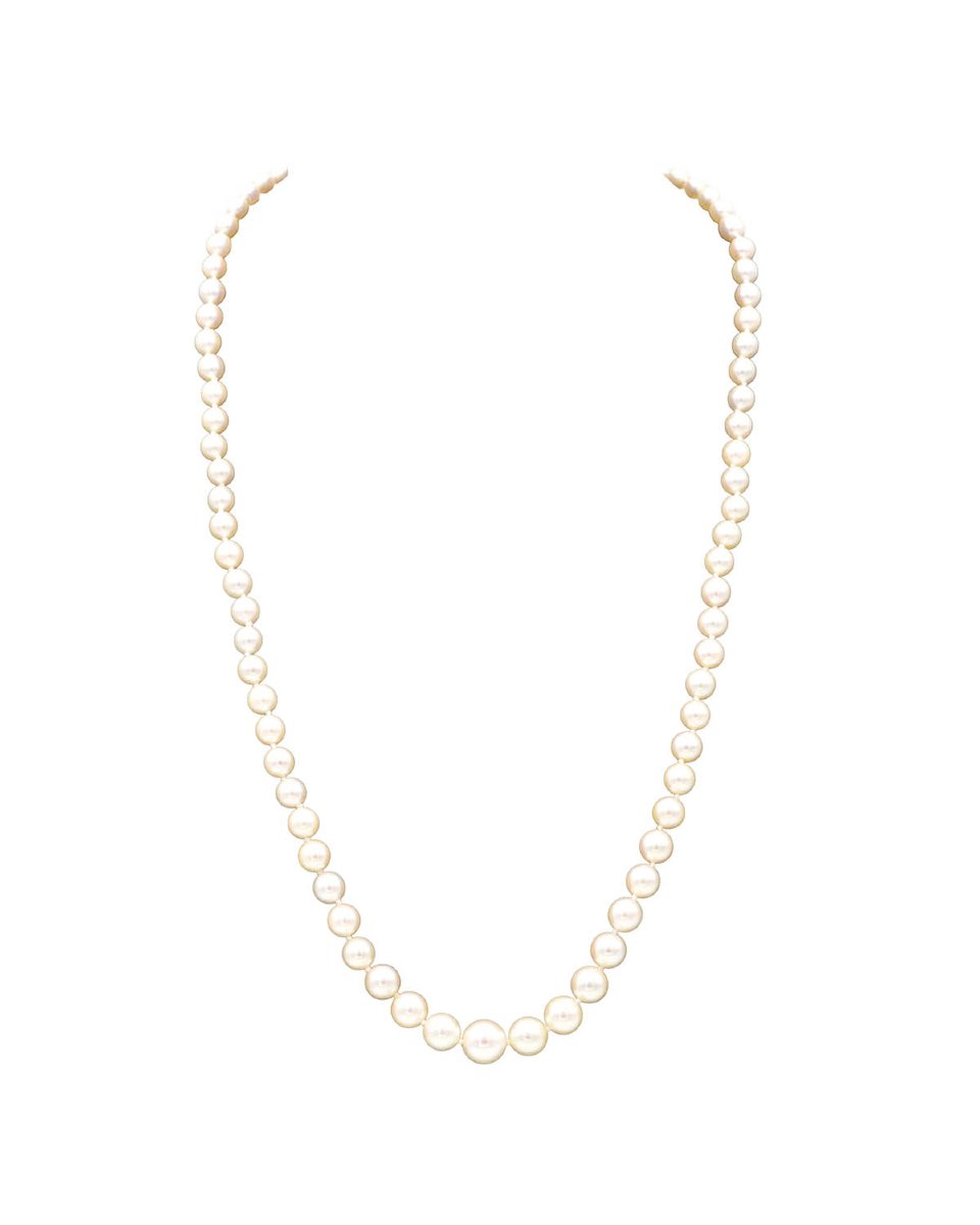 Vintage Graduated Cultured Pearl Necklace In 18 Karat Gold-photo-4