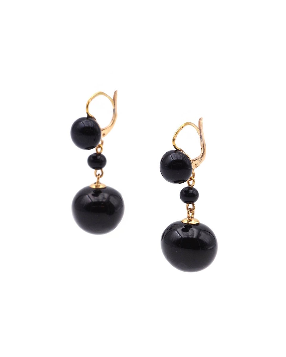 Boucles d'oreilles 19ème pendantes en or 18 karats -photo-4