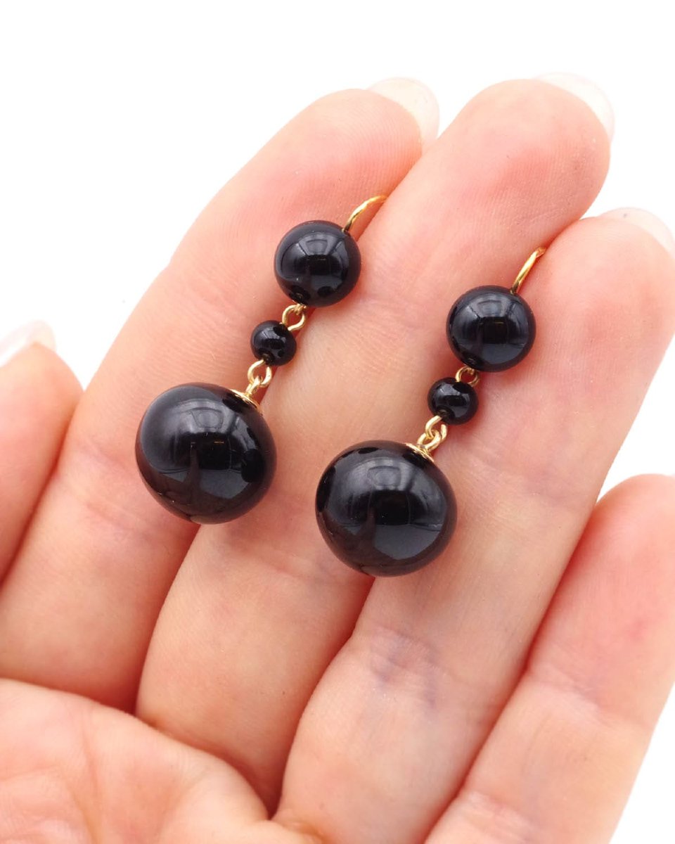 Boucles d'oreilles 19ème pendantes en or 18 karats 