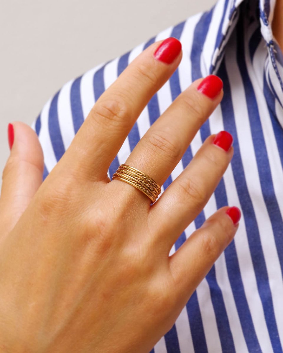 Bague semainier vintage en or 18 karats -photo-2