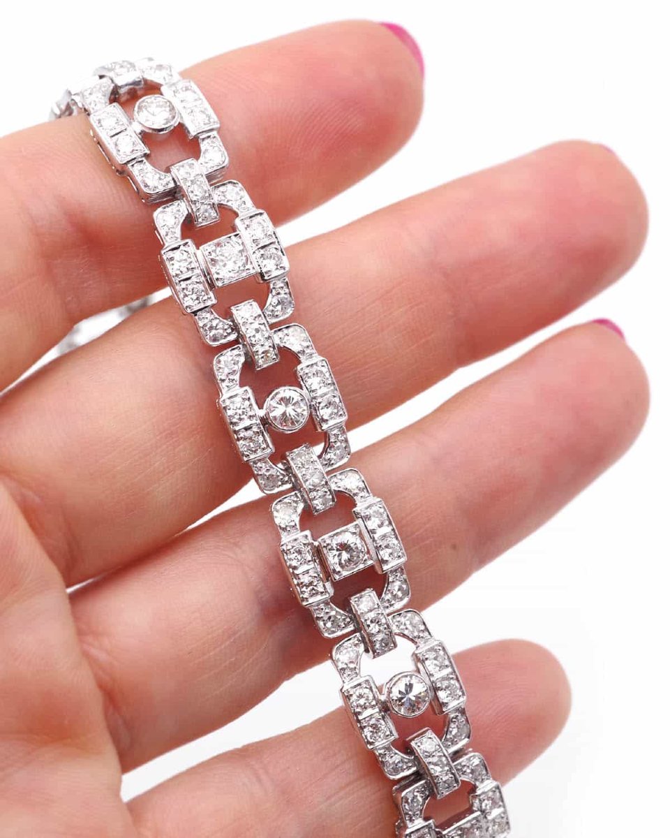 Bracelet diamants 3.80 cts en or blanc 18 karats-photo-3