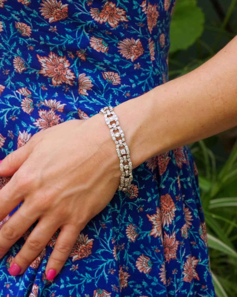 Bracelet diamants 3.80 cts en or blanc 18 karats-photo-4