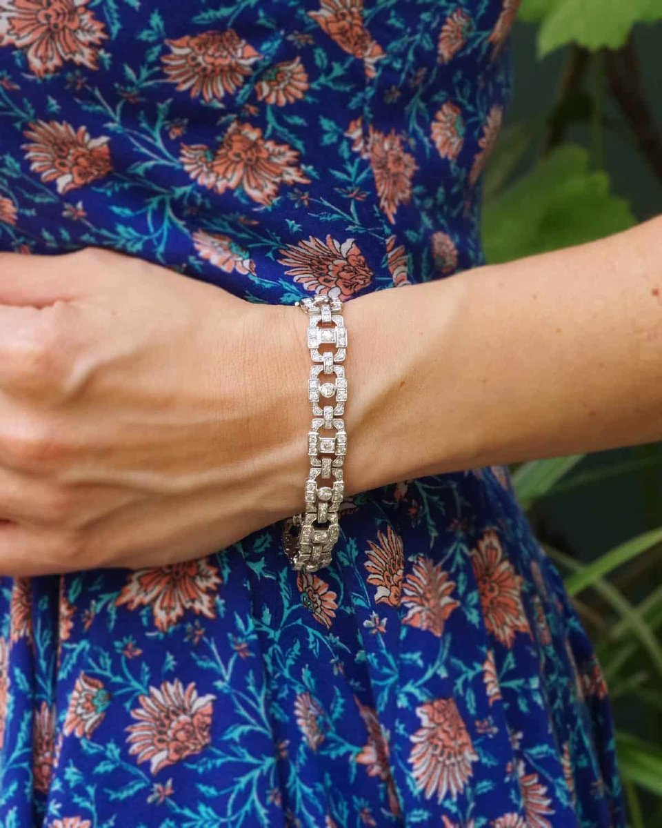 Bracelet diamants 3.80 cts en or blanc 18 karats-photo-3