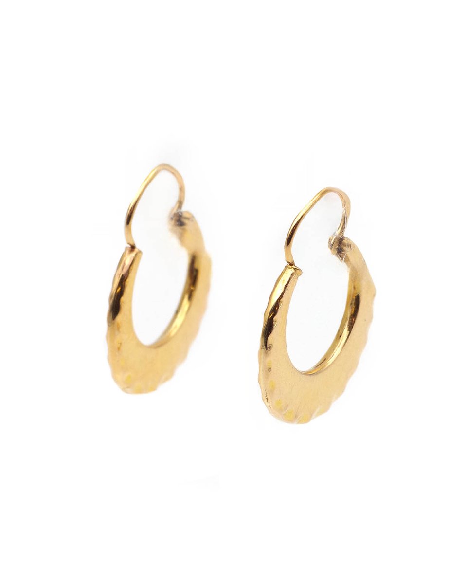 Boucles Créoles dentelées vintage en or 18 karats-photo-1