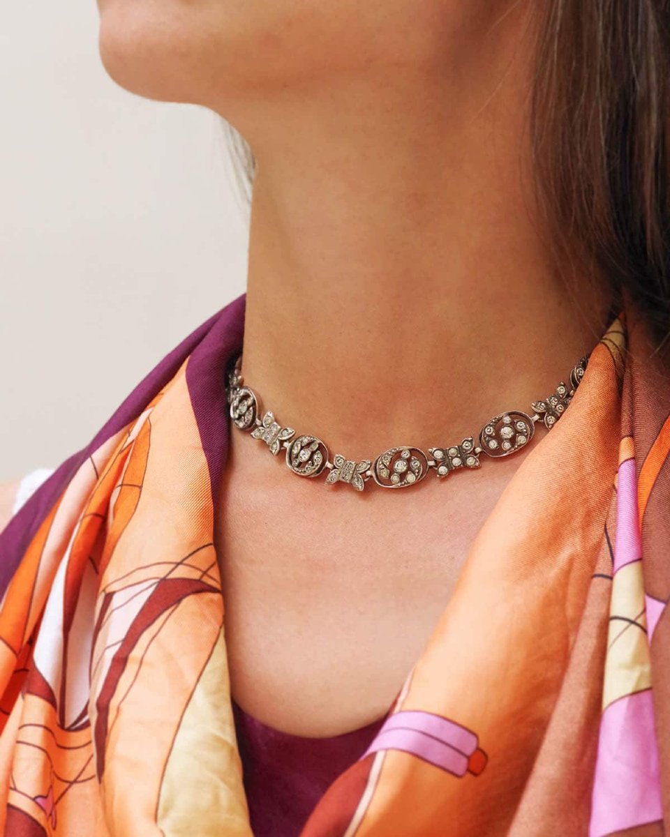 Collier ancien pierres de Rhin en argent-photo-3