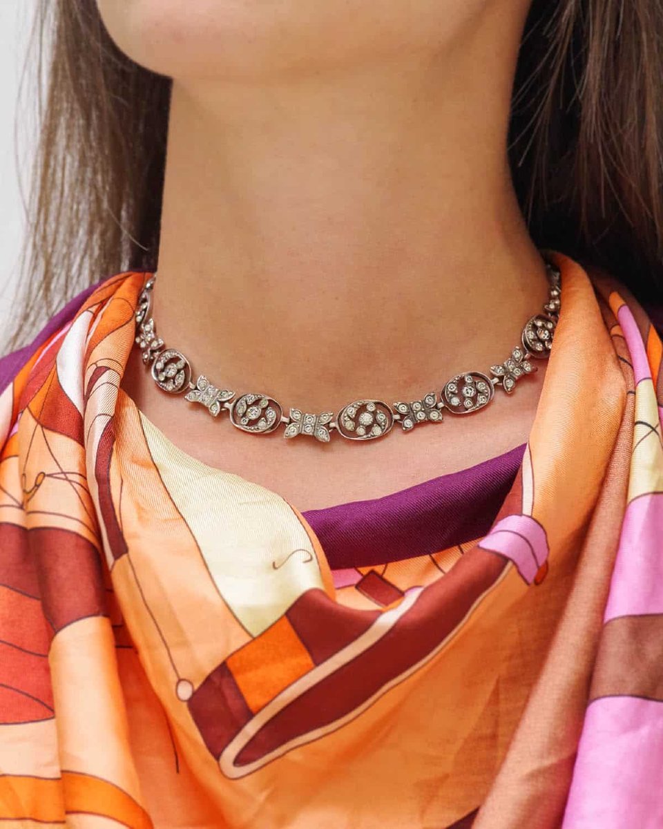Collier ancien pierres de Rhin en argent