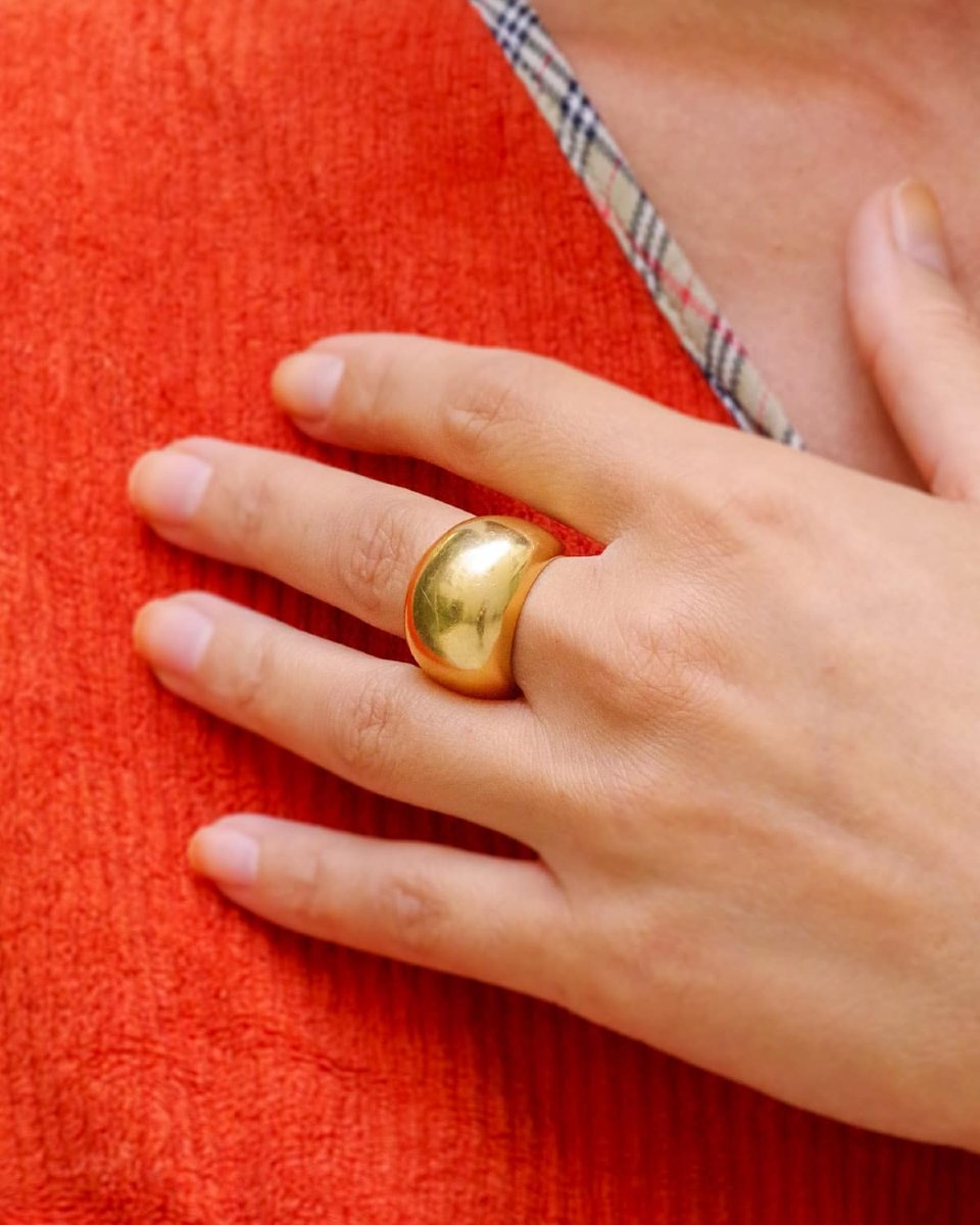 Bague boule bombée en or 18 karats, bague vintage-photo-2