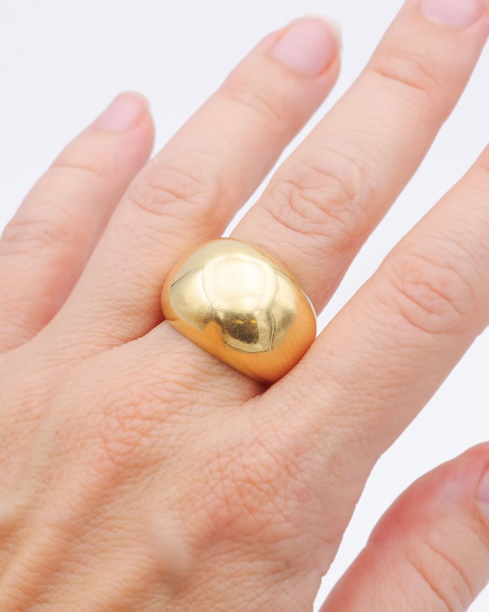 Bague boule bombée en or 18 karats, bague vintage-photo-4