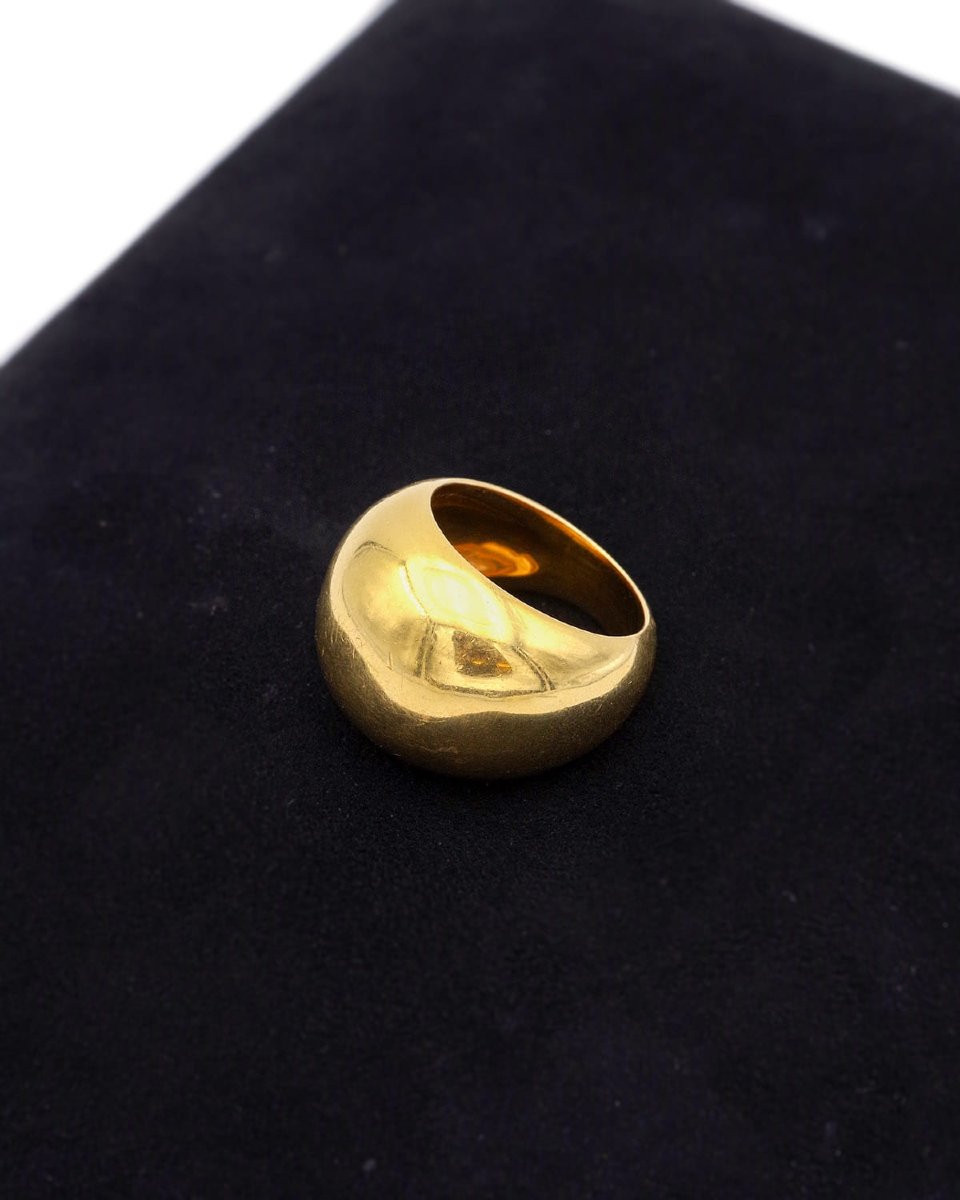 Bague boule bombée en or 18 karats, bague vintage-photo-1