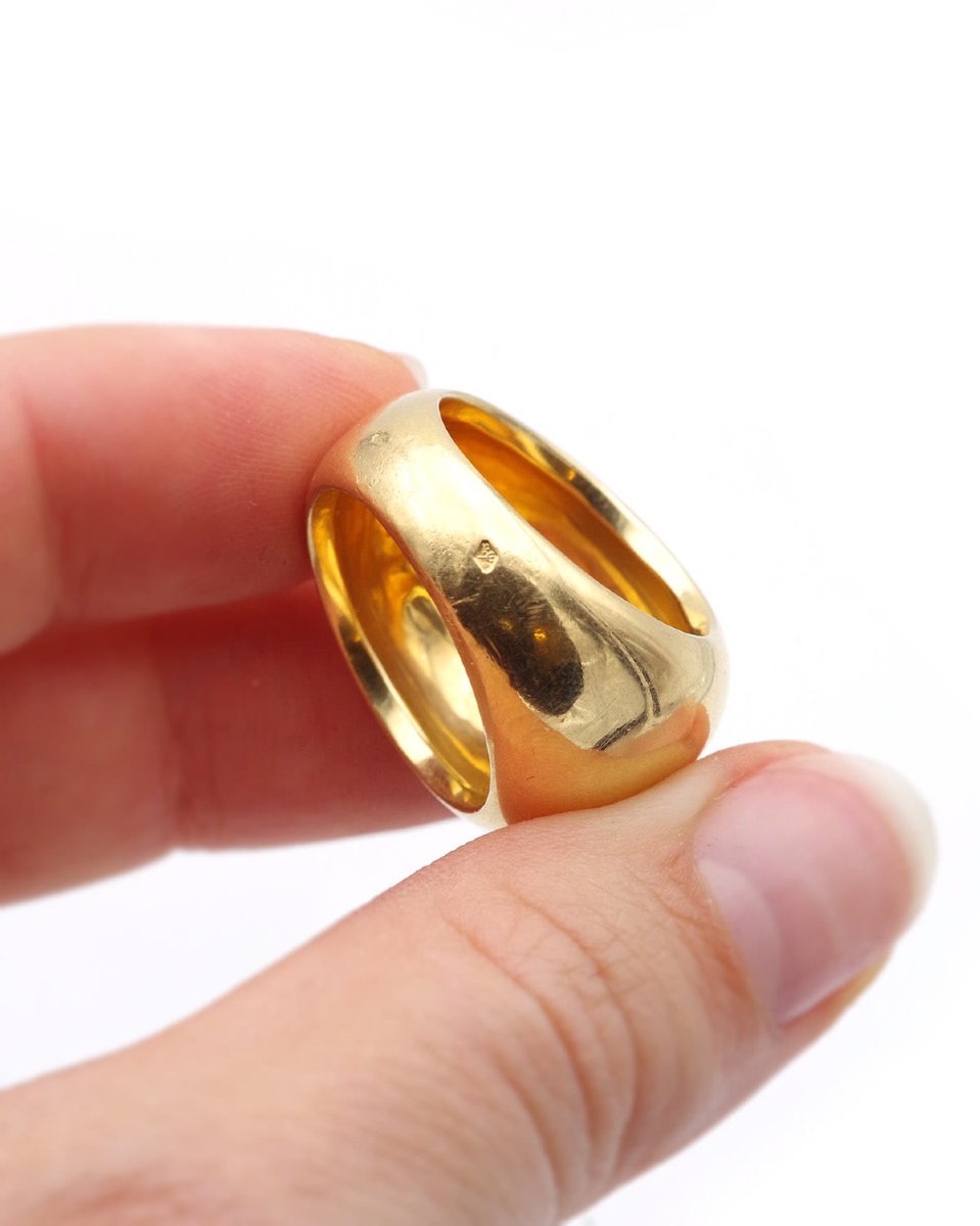 Bague boule bombée en or 18 karats, bague vintage-photo-2
