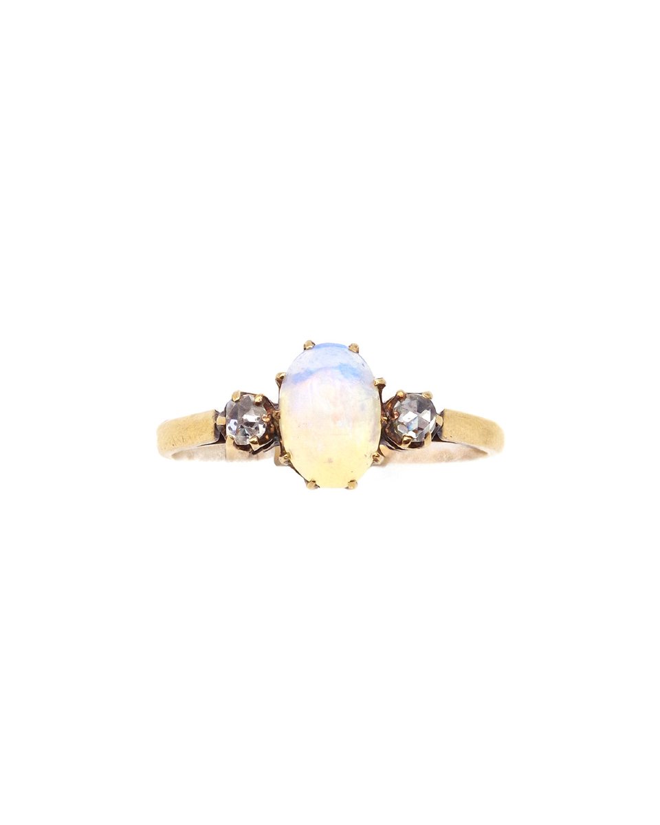 18-karat Gold Opal And Diamond Ring, Antique Ring