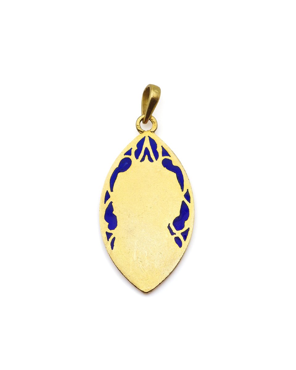 Médaille Dropsy Vierge Marie en or 18 karats, art nouveau -photo-1